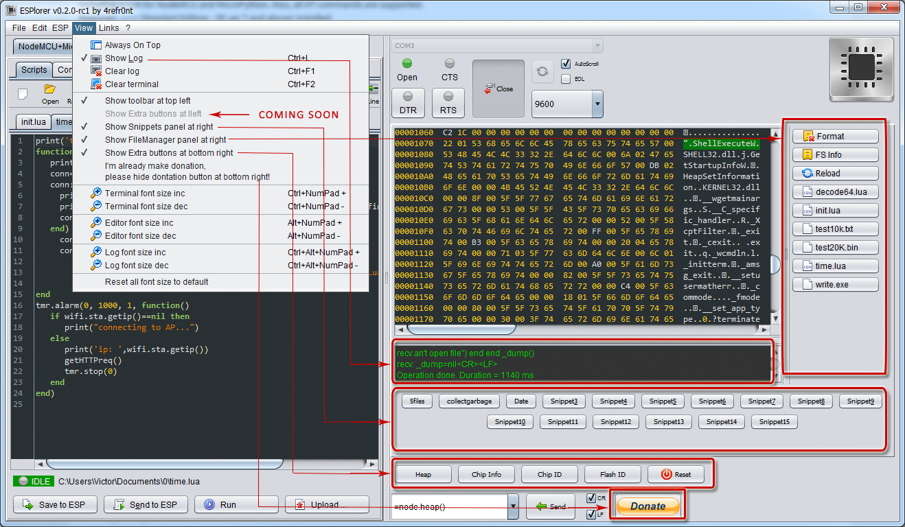 Hermana Perú Correctamente ESPlorer – esp8266